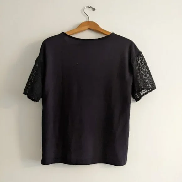 Dolan Black Shirt with Mesh Sleeves Size XS - Picture 5 of 8